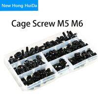 Black Cage Screw Nut Metric Thread Carbon Steel For Server Shelf Cabinets Rack Mount Assortment Kit 50 Set M5 M6