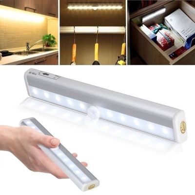 ❧♟✲ Wireless Battery Operated LED Under Cabinet Light Motion Sensor Closet Light 6/10 LEDs Night Lamp For Bedroom Kitchen Wardrobe