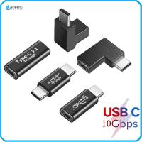 RJQFNG สนับศอก ตัวผู้-ตัวเมีย 90องศาองศา ตัวแปลง AV USB 3.1 Type-C อะแดปเตอร์ OTG 10กิกะบิต