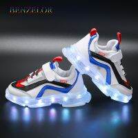 ◆♙♠ 2022 USB Charge Luminous LED Child Shoes for Girls Children Boys Sneakers Kids with Lights Glowing Shining Footwear