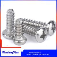 [HOT JIAZZAQQMGW 555] M1 M5 304สแตนเลสสตีลรอบหัวแบนหาง Self Tapping สกรู Phillips Zelftappende เจาะแบนหัวหัวสกรู