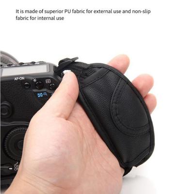 ”【；【-= Black Hand Grip Camera Strap PU Leather Hand Strap For DSLR Camera