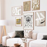 สไตล์นามธรรมผู้หญิงสายเรขาคณิตโปสเตอร์และภาพพิมพ์ Modern Wall Art ภาพวาดผ้าใบ Room Home Decoration