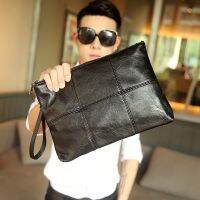 Super Soft Leather PU Men Clutch Bag Simple Business Large Capacity Wristlets Handy Wallet Male Day Clutches Messenger Bag