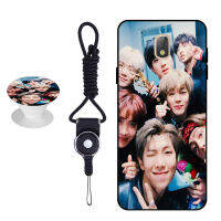 BTS เคสโทรศัพท์สำหรับ Samsung Galaxy J7 Pro 2017/J730ซิลิคอนนุ่มกรณีที่มีรูปแบบเดียวกันแหวนและเชือก