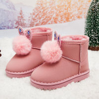 2021 Winter New Girls Snow Boots Wild Flowers Cotton Shoes Girls Plus Velvet Warm Short Boots Kid Snow Boots Fashion Baby Boots