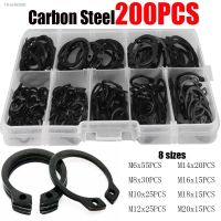 ❍▨⊙ 200Pcs M6 M8 M10 M12 M14 M16 M18 M20 Carbon Steel C-clip Washers Internal External Retaining Circlips Snap Retaining Ring