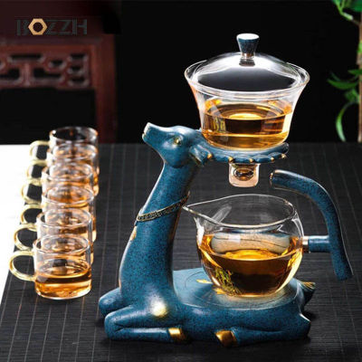 Full Automatic Creative Deer Glass Teapot Heat-resistant Infuser Tea Turkish Drip Pot 220V Heating Base for Tea Coffee Make