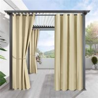 1PC Garden Patio Eyelet Ring Top Curtains Sun Blocking Waterproof Thermal Insulated Blackout Curtain Outdoor Summer