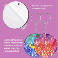 40Pcs Sublimation Blanks Keychain Set Heat Transfer Keychain Ornament MDF Blanks with Key Rings Double-Side PrintedTH