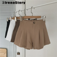 (XS-5XL) IRENASTORY กางเกงรัดรูปกางเกงขาสั้นเอวสูงอัดจีบสำหรับผู้หญิง,กางเกงฮ็อตไซส์ใหญ่กางเกงขาม้าทรงเอไลน์