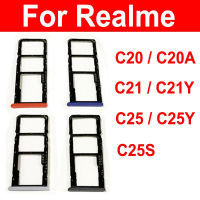 ถาดใส่ซิมการ์ดสำหรับ C25 C21 C20a ของ Realme C25y C25s อะแดปเตอร์ที่ใส่ซิมช่องเสียบบัตรคู่