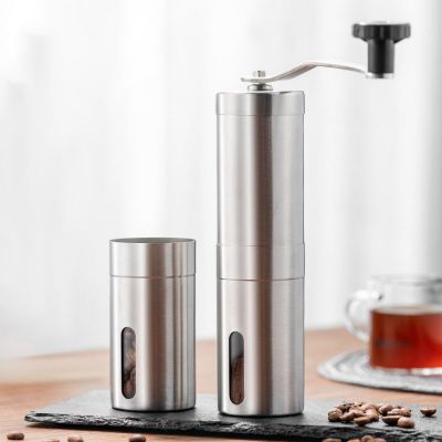 Smart decor hand coffee grinder เครื่องบดเมล็ดกาแฟ เครื่องบดกาแฟ ที่บดกาแฟ สแตนเลส  Stainless Steel Manual Coffee Bean Grinder Mill Kitchen Hand Grinding Tool (Silver)