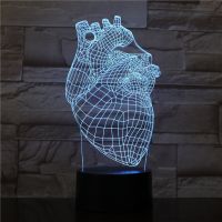 The Heart Shape 3D Lamp Battery Powered 7 Colors with Remote Cool Present for Children Atmosphere Led Night Light Lamp Night Lights