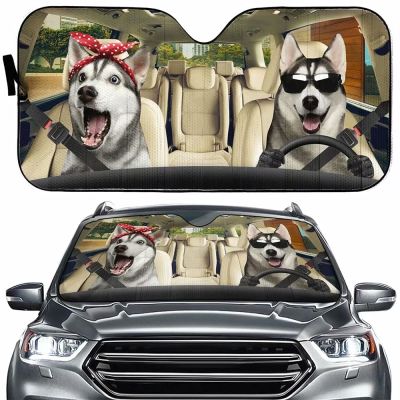 【LZ】 Greture Husky Dog Windshield Sun Shade for Car SUV Truck Front Window Sun Shade Visor Shield Cover 57x27.5 Inches Car Sunshade