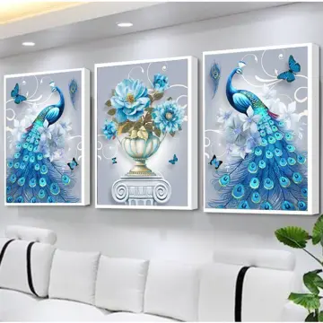 Beautiful Blue Peacock Canvas Painting Home Decoration Wall Art