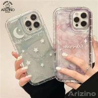 เคสโทรศัพท์ใช้ได้กับ IPhone 14 Pro Max 13 Pro Max 12 Pro Max 11 Pro Max XR 7 Plus 8 Plus รัศมีสีท้องฟ้าเต็มไปด้วยดวงดาวและเคสโทรศัพท์ซิลิโคนดวงจันทร์