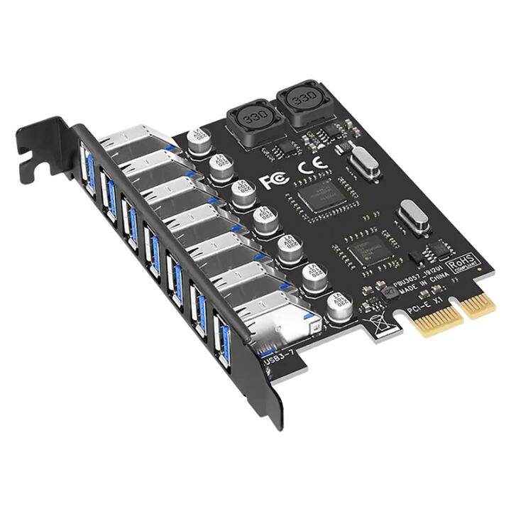 7 Ports USB  PCI Express Adapter Card USB Expansion Card, PCIe Riser Card  for PC, Linux / WindowsXP/ 7/ 8/ / 10 