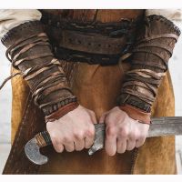 【JH】 Medieval Pirate Leather Armor Arm Warmer Men Gauntlet Bracer Steampunk Costume Accessory Larp