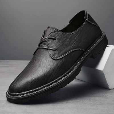 รองเท้ารองเท้าผู้ชายหนังแท้ ZBJF2023ฤดูใบไม้ร่วงของเชือกร้อยแบบลำลองธุรกิจเยาวชนรองเท้าหนังอเนกประสงค์ทำด้วยมือ