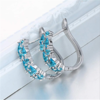 Classic Rhinestone Crystal Stud Earrings for Women Slim U-shaped Ear Clip Zircon Hoop Luxury Unique Jewelry