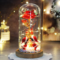 2021 Enchanted Galaxy Rose Eternal 24K Gold Foil Flower With Fairy String LED Lights In Dome For Christmas Valentines Day Gift