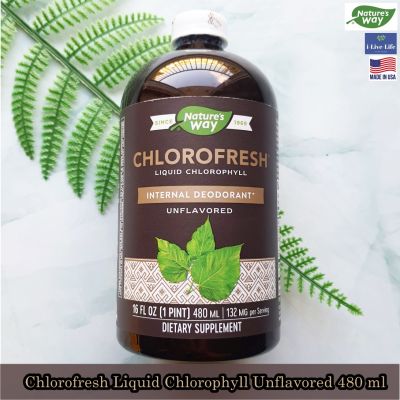 คลอโรเฟรช แบบน้ำ Chlorofresh Liquid Chlorophyll Unflavored 480 ml or Mint flavored 473 ml - Natures Way