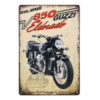 ป้ายสังกะสีวินเทจ Five Speed 850 Guzzi Eldorado, ขนาด 20x30 ซม