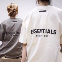 ∏♠✷ FEAR GOD FOG double-line ESSENTIALS เทปตัวอักษรแขนสั้น high street ลำลองคู่เสื้อยืดหลวม