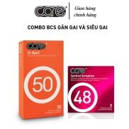 Bộ 2 hộp bao cao su gân gai CARE 50 và bcs gai CARE 48 tăng cường gel bôi