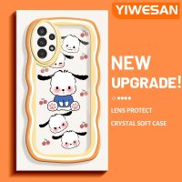 YIWESAN เคสปลอกสำหรับ Samsung Galaxy A04s 5G A13 A13ลายการ์ตูนน่ารัก Pochacco ดีไซน์ใหม่สีสันสดใสลูกคลื่นน่ารักเคสโทรศัพท์โปร่งใสเลนส์กล้องถ่ายรูปเคสใสกันกระแทก