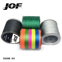 JOF 4เส้น500เมตรแข็งแรงมากญี่ปุ่น Multifilament PE ที่แข็งแกร่งซุปเปอร์4ถักเอ็นตกปลา10 12 18 28 35 40 50 60 80LB