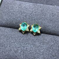 Natural Emerald Earrings Good Quality Gemstone Wedding Jewelry for Women