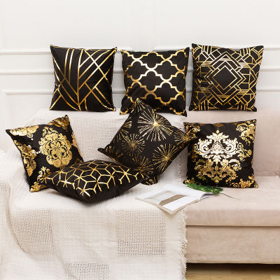 45×45 Black Bronzing Pillowcase Short Plush Cushion Cover Sofa Decoration Pillowcase Fashion Short Plush Pillow Cover Home Decor