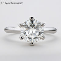 IOGOU Classic 0.5-3.0ct Round Brilliant Cut D-E Color Moissanite Diamond Ring Certified Created Real 925 Silver Engagement Ring