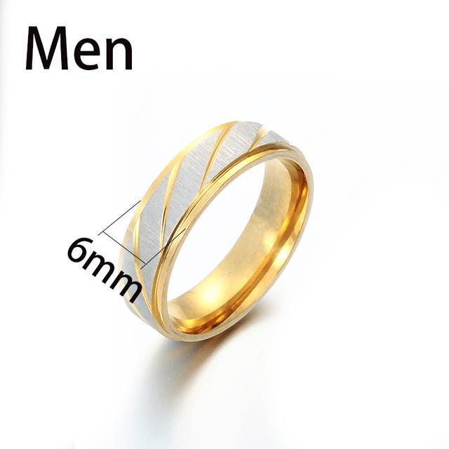 mm75-ไทเทเนียมเหล็กแหวนคู่สีทองคลื่นแบบแต่งงานอินฟินิตี้แหวนผู้ชายและผู้หญิงหมั้นเครื่องประดับของขวัญ
