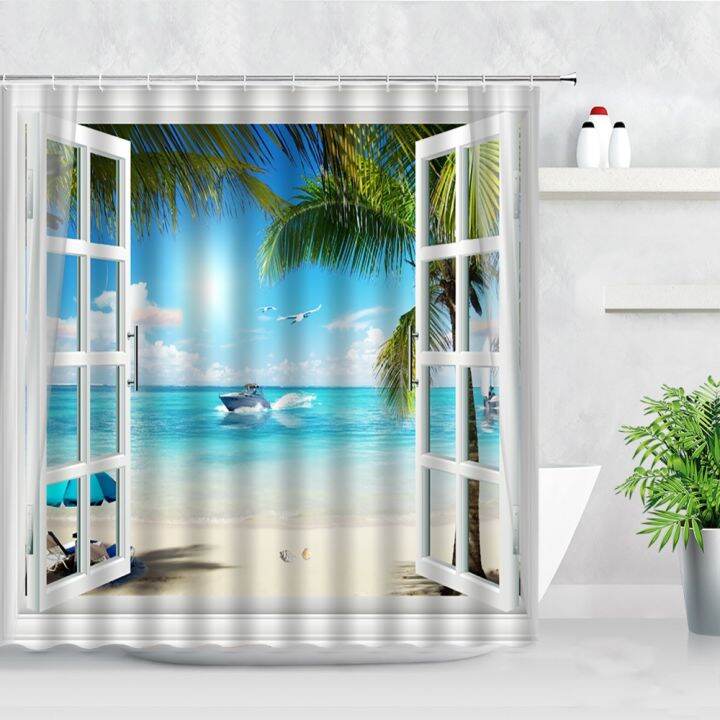 creative-tropical-plant-ocean-landscape-shower-curtain-beach-palm-trees-flowers-natural-scenery-fabric-bathroom-decor-curtains