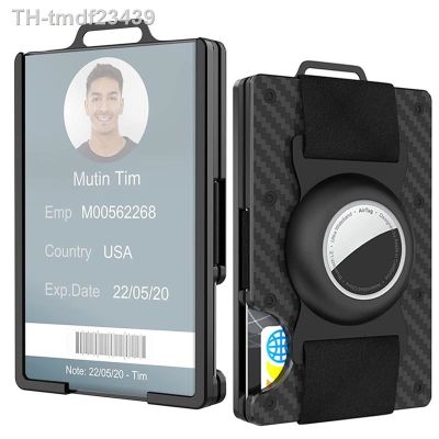 ❄❡ Mens wallet with Airtag bracket (no Airtag) transparent window ID badge clip carbon fiber shield can hold