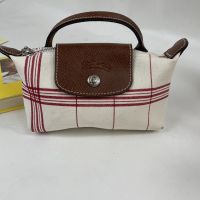 Canvas With Cowhide Red Checkered Dumplings Small Single Handle Without Long Shoulder Straps