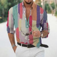 Mens shirt new graffiti business single-breasted lapel long sleeve shirts