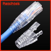 PATCHTEK 10PCS RJ45 Cat6 Strain Relief Boots Connector Crystal Head Protector  Cat 6 RJ45 Network Cable Double Clip Boot Cover Cables