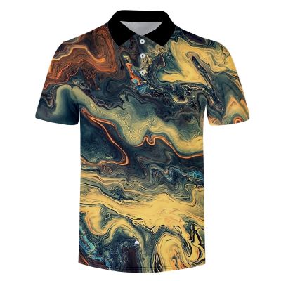 【high quality】  Button Printed Mens Polo Shirt Contrast Color Summer Casual Mens Shirt Short Sleeved 2023