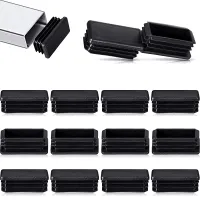 ❈♞☈ 20pcs Plastic Tubing End Caps Chair Leg Caps Furniture Glide Rectangle Feet Tube Inserts Plug Dust Cover Floor Protector Black