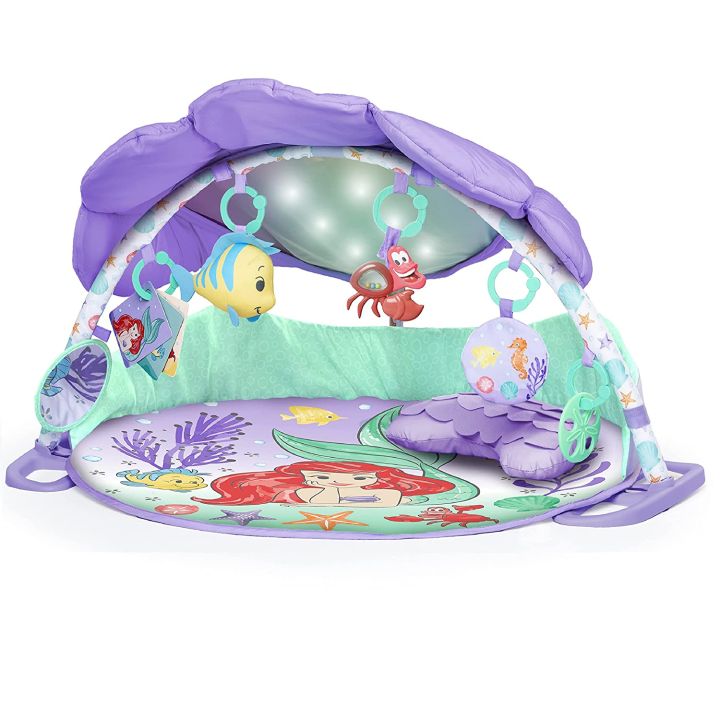 bright-starts-the-little-mermaid-twinkle-trove-light-up-musical-baby-activity-gym-with-tummy-time-pillow-ราคา-4-390-บาท