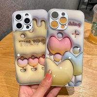 เคสโทรศัพท์มือถือแบบแก้ว กันกระแทก ลายดอกทิวลิป 3D สําหรับ IPhone 14 Pro Max 13 Pro Max 12 Pro Max 11 Pro Max 14 Plus 〖WYUE〗