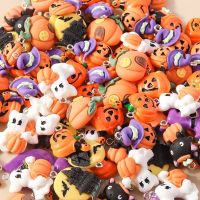 10pcs Mixed Halloween Charms Cute Resin Whitch Hat Cat Pumpkin Moon Ghost Charms Pendants for DIY Jewelry Making Accessories