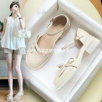 Baotou sandals in the summer of 2023 the new thick with female with French fairy temperament wind diamond Mary Jane shoes