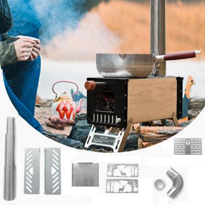 Portable Camping Tent Wood Ultralight Mini Burning Stove With Accessories BBQ Picnic Hiking Cooking Equipment Firewood Stove New