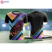 T SHIRT   Quick Dry Elastic BreathableYonex 2022 new Korean badminton clothing top men and women gradient color personality quick-drying short-sleeved training clothing