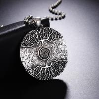 Vikings Amulet Tree Of Life Round Silver Color Big Pendant Necklace Stainless Steel Chain Necklace Norse Viking Jewelry Talisman